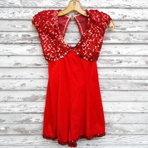 Red Sequin Leotard Dance Costume